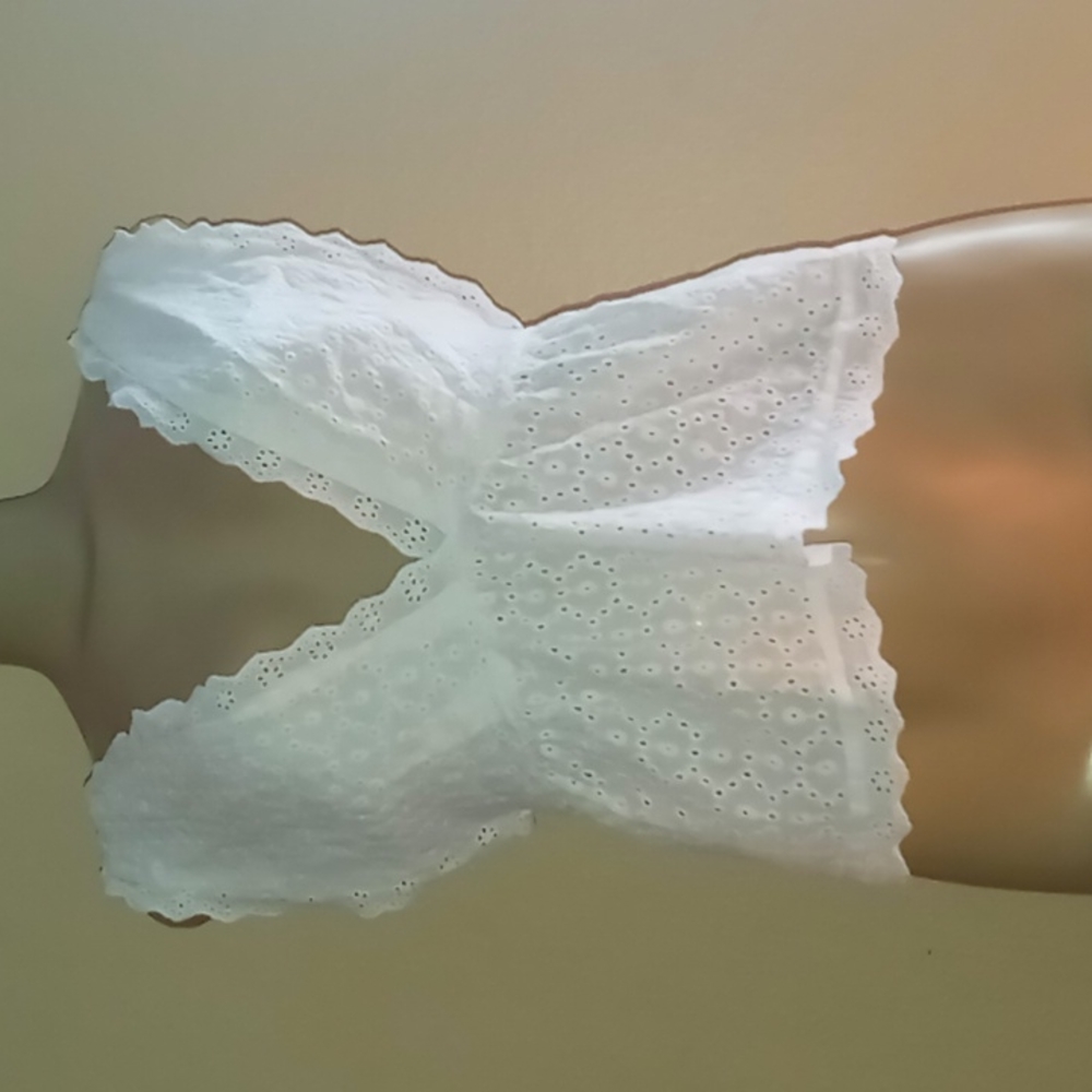 ZAFUL cotton lace knitting super-V white Tank